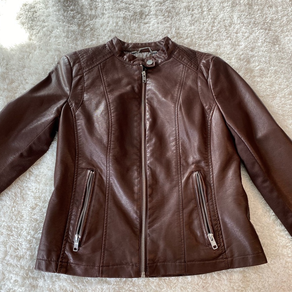 Brown leather jacket